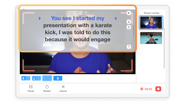 Record your screen or webcam easily using Visla onboarding video creator with teleprompter and multi-cam support.